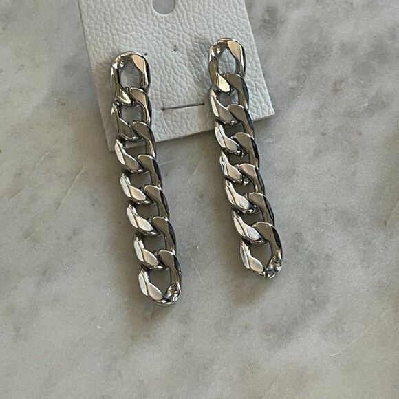 Free People Floating Chain Earrings Silver - Picture 4 of 6